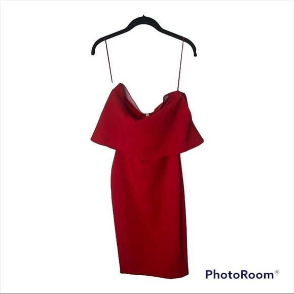 NWT LIKELY x REVOLVE Red Strapless Ruffle Driggs Midi Cocktail Dress 0 valentine - Picture 3 of 10